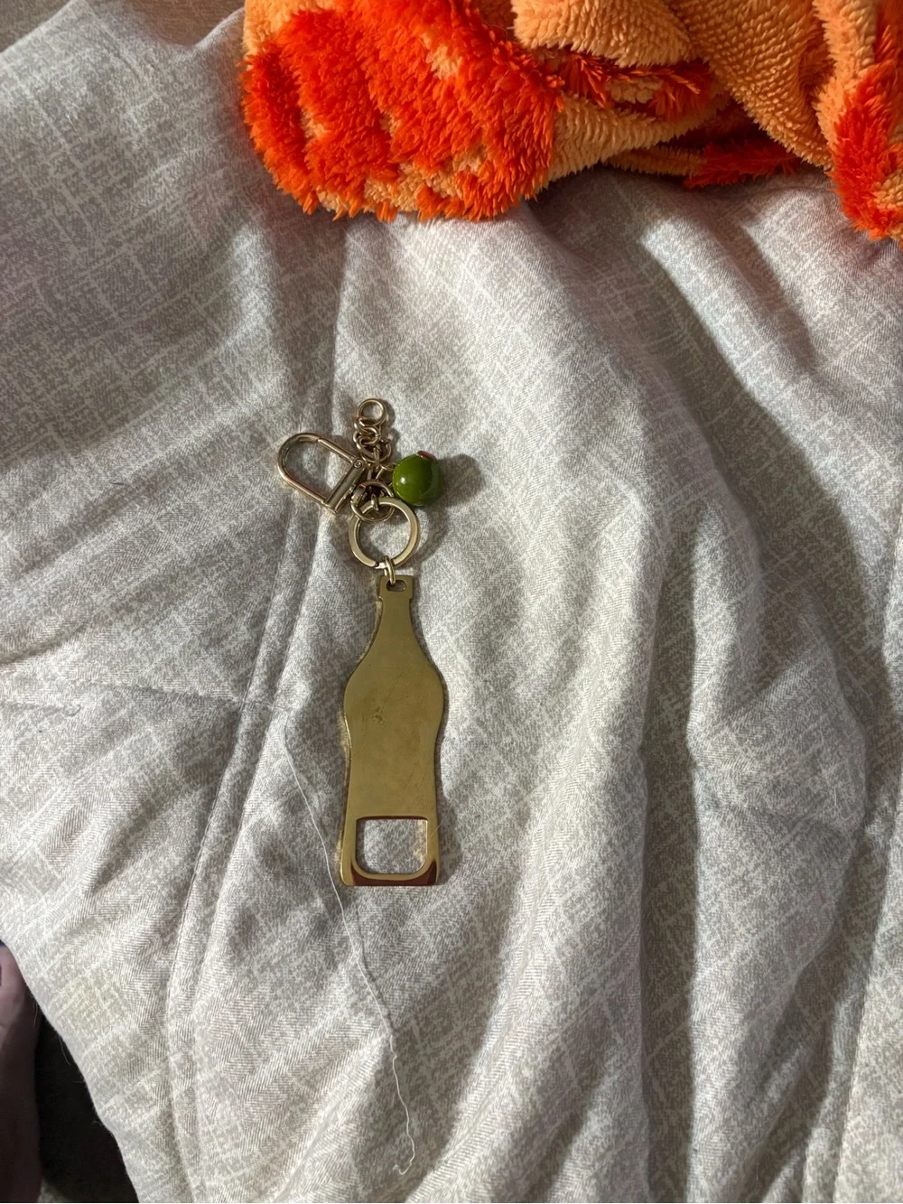 Tory Burch Gold-Tone Bottle Opener Key Holder with Olive Charm